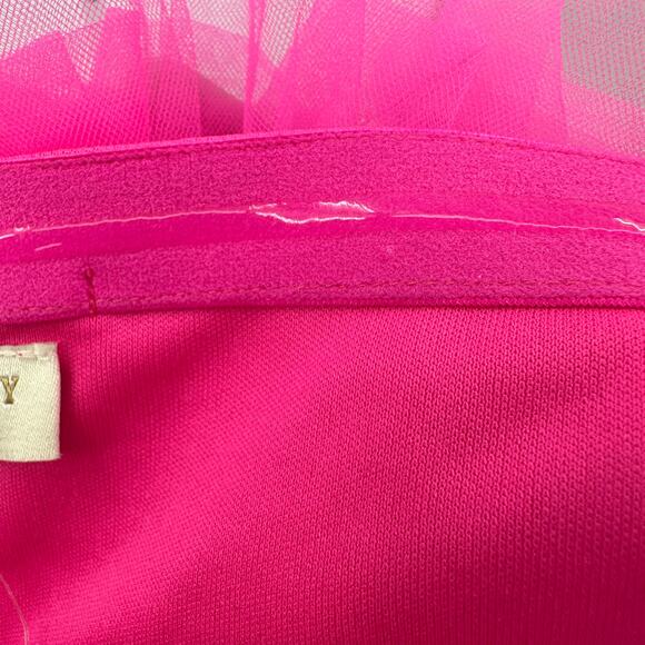 Thirty Thirty Strapless Ruffle Tulle Mini Dress WMNS L Hot Pink Tiered Slim Fit - Picture 6 of 11